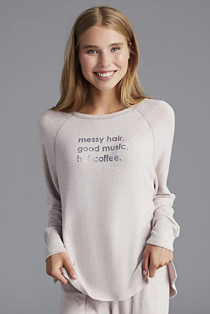 "Messy Hair, Good Music, Hot Coffee" Cozy Sweatshirt
