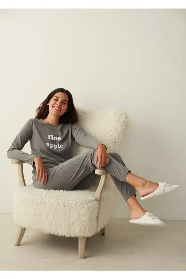 ⁦Fine apple grey pyjama set Penti⁩ - الصورة ⁦2⁩