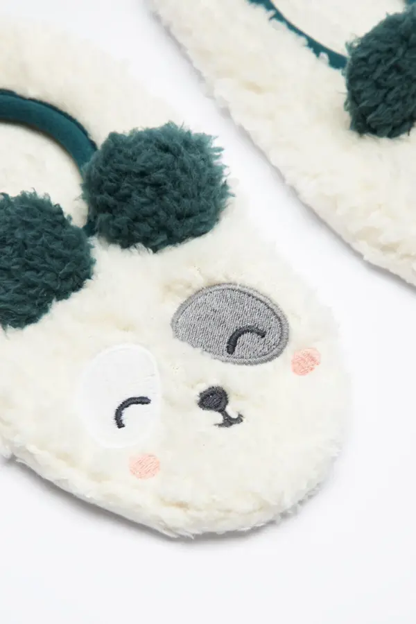 ⁦Penti White Cute Panda Booties Socks⁩ - الصورة ⁦3⁩