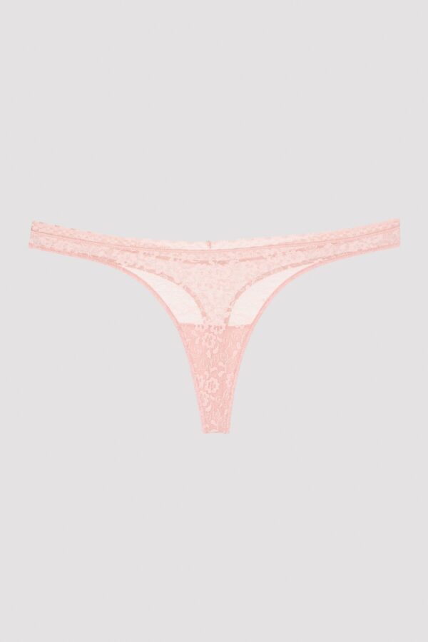 Pink easy lace V shape thong panties